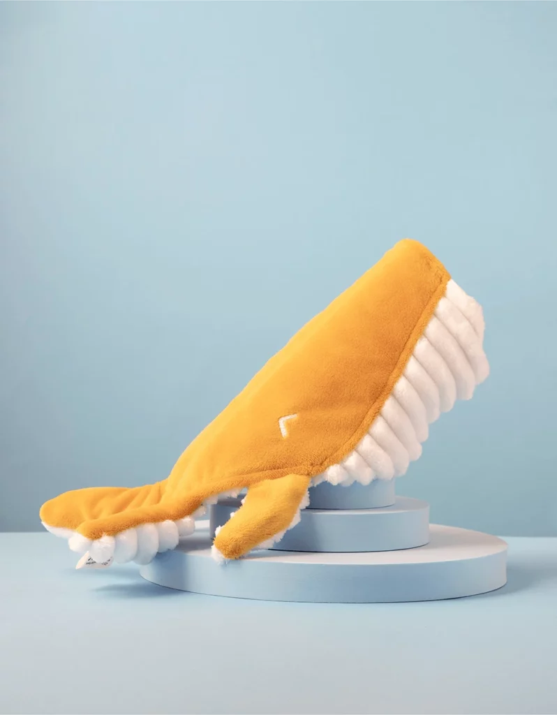 Présentation de la peluche évolutive en forme de baleine de la marque made in France Toupli